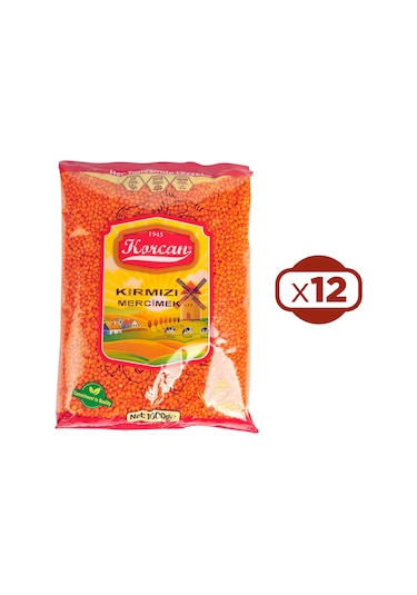 Korcan Kırmızı Mercimek 1 Kg X 12 Adet