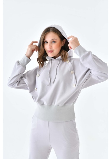 Ftz Women Kadın İki İp Düğme Detaylı Takım Gri 30640-gri Gri