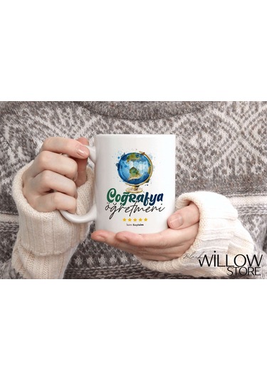 Coğrafya Öğretmeni Temalı Kişiye Özel Seramik Kupa Bardak Beyaz