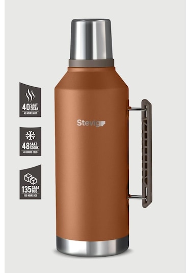 Stevig 1 Camper Klasik Kulplu Sızdırmaz Çelik Termos 2.2 Lt Autumn Leaf St-263 Turuncu
