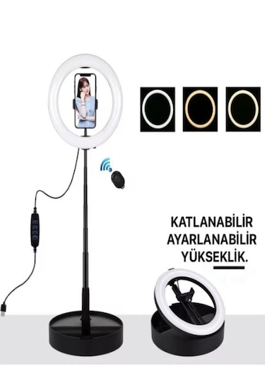 Rgb Led Halka Işık 168cm Teleskopik Tripodlu, 160 Led, Telefon Tutucu, Katlanabilir Ring Light