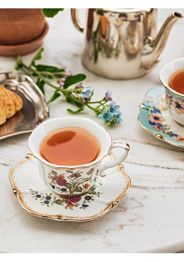 Roomi Seramik Çay Takımı 250 Ml, Fincan Ve Tabak Seti 245121629 Beyaz