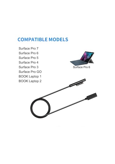 Dofolink Surface Cihazları İçin Usb Type-c Pd 15v Dönüştürücü - Pro 7/6/5/4/3/go/book, Laptop 1/2 Uyumlu Şarj Adaptörü