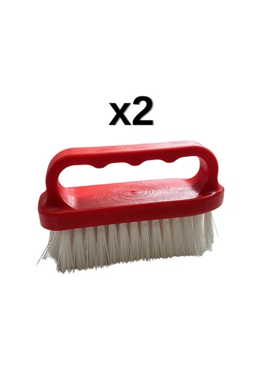 2'li Türkay 13.5x7x4 Cm Polietilen Kesme Tahtası Kesim Levhası Temizleme Fırçası Kırmızı 1862