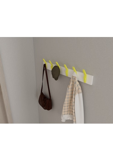 Hepsi3boyutlu Modern Duvar & Kapı Kanca Askılık - 6 Adet Sarı Kanca Askılık - Model No : 3 Sarı