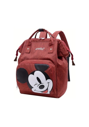 Wangxi 1pc Disney Mickey Anime Kırmızı Siyah Pembe Gri Mavi Naylon Sırt Çantası Gri Geniş Cep Fermuar Gri