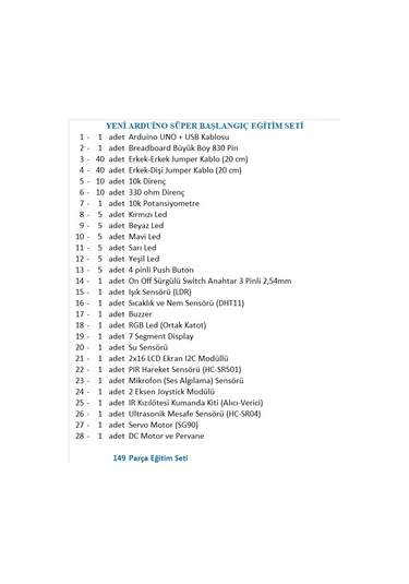 Yeni Arduino Süper Başlangıç Eğitim Seti