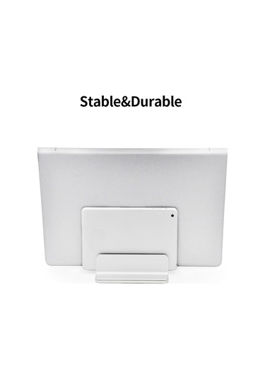 Wezone Ayarlanabilir Dikey Dizüstü Bilgisayar Standı - Alüminyum Alaşımlı, 2 Yuvalı Tablet Ve Laptop Tutucu, Gümüş