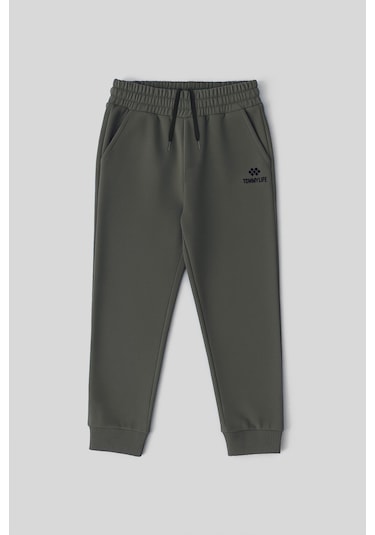 Haki Standart Fit Manşetli İnce Erkek Çocuk Eşofman Alt - 11062 Haki