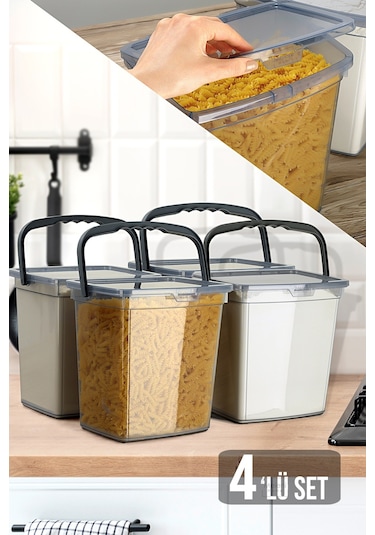 Meleni Home 4'lü Un Ve Bakliyat Kabı 6 Litre - Platin Serisi