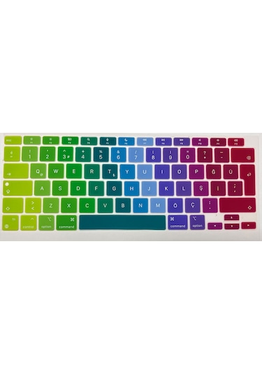 Apple Uyumlu MacBook Air 13' 2020 A2337 (M1) Türkçe Renkli Silikon Klavye Koruyucu