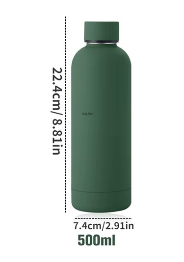 Exclusive 500 Ml Rubber Gövde Çay Termos Kupa Suluk Şişe Bardak Mug Yeşil