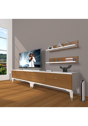 Decoraktiv Eko 200t Mdf Gold Tv Ünitesi Tv Sehpası Beyaz - Ceviz
