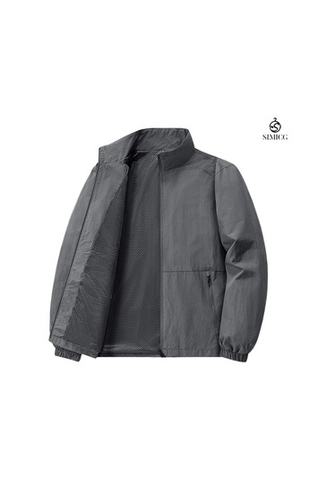 Açık Hava Sporları İçin Sade Erkek Ceketi, Bol Kore Tarzı, Günlük Giyim Koyu Gri