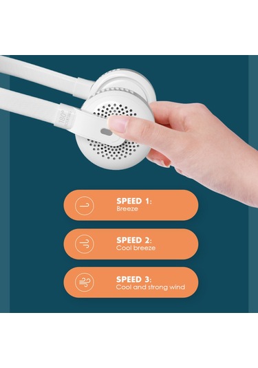 Vkemall Taşınabilir Kolsuz Boyun Fanı, 360 Derece Dönen, 180 Derece Ayarlanabilir Hava Ç