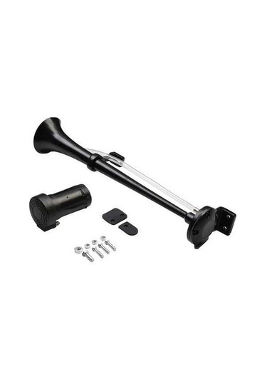 Pazly Siyah 12v 17 Inç Tek Trompet Hava Korna - Kamyon, Otomobil, Suv, Tekne, Tren, Motosiklet İçin