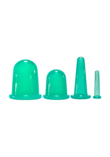 Silikon Selülit Ve Yüz Masaj Kupa Seti 4'lü Yeşil