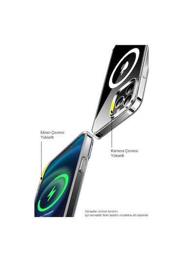 Apple Uyumlu iPhone 14 Plus Kapak Magsafe Kablosuz Şarj Destekli Şeffaf Kapak