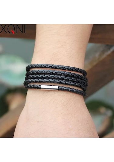 Gogoey Dbg9494 Erkek Deri Bileklik Siyah Çok Renkli