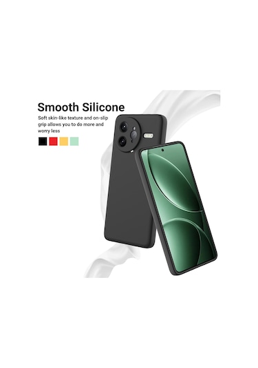 Xiaomi Poco F7 Ultra Katı Renk Sıvı Silikon Damlamaz Tam Kapsama Telefon Kılıfı Siyah