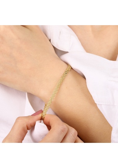 14 Ayar Altın Bismark Bileklik 4 Mm Sarı Altın