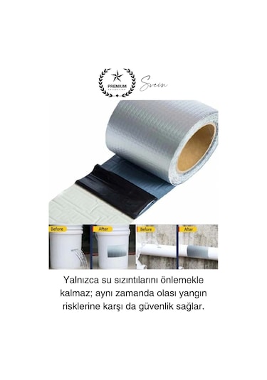 Ekstra Güçlü 2 Mt Dış Cephe Su Geçirmez Sakız Bant Sızıntı Çamur Bandı Sızdırmaz 3 Adet Diğer