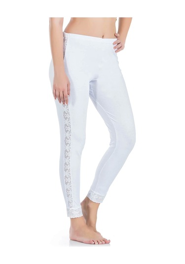 Derya Kurşun Dantel Şeritli Uzun Kadın Tayt 416 Gri