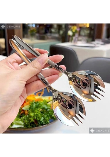 Aubyhe 2 Adet Gümüş Renkli 304 Çelik Uzun Saplı Salata- Tatlı Çatalı Diğer