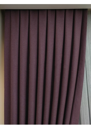 Evdepo Home Keten Mürdüm Fon Perde Tek Kanat Mürdüm