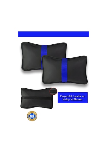 Ssangyong Actyonoto Koltuk Boyun Yastığı Mavi Şerit 2 Adet Siyah