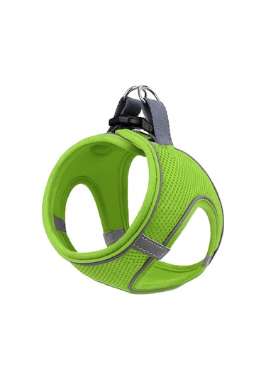 Mita Air Mesh Kedi Köpek Göğüs Tasması Çift Reflektörlü, Terletmeyen Neon Yeşil