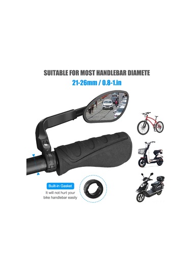 Yifomall Sağ Taraflı Mavi Bisiklet Geribakıcı - 360 Derece Döner, Genişletilebilir, 21-26 Mm Direksiyon Uyumlu, Çelik Lensli, Bisiklet/scooter İçin