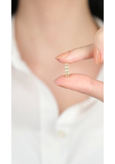 Arpaş 14 Ayar Altın Taşlı Oval Küpe 1024 Gold