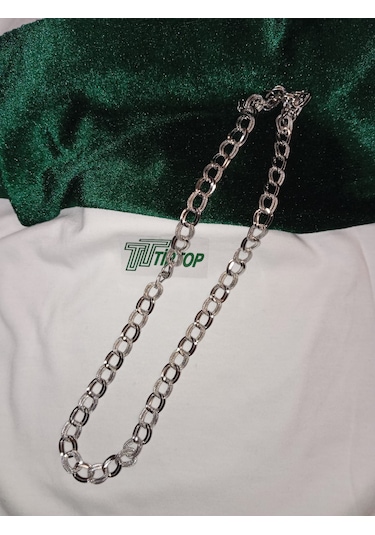 Tiptop/ Gümüş Renk Samanyolu Zincir Çelik Choker Kolye - Bileklik- Halhal Set Gümüş