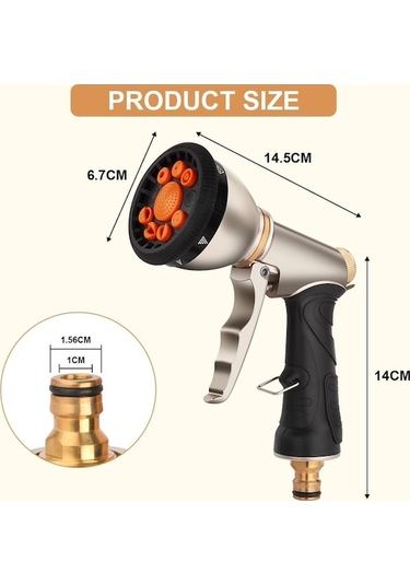 Besthome1 Hortum Borusu Püskürtme Tabancası, Ağır Hizmet Metal Bahçe Ürünü 1 Adet 1 Adet