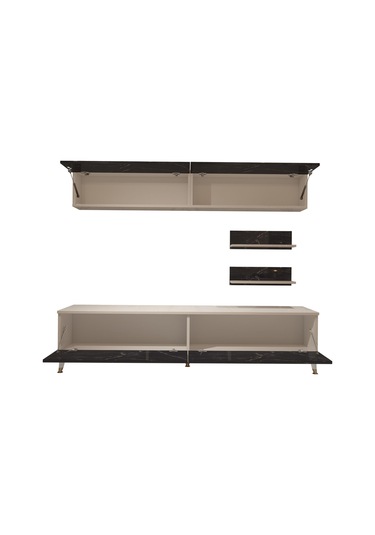 Decoraktiv Eko 5 Mdf Std Gold Tv Ünitesi Tv Sehpası Beyaz - Siyah Mermer