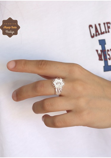 Papatya Model El İşçiliği 925 Ayar Gümüş Telkari Kadın Yüzük 201024677 Gümüş