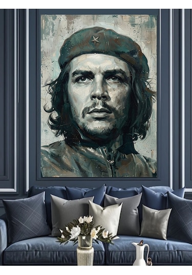 Che Guevara İkonik Devrimci Portresi Dekoratif Kanvas - Mdf Ahşap Tablo