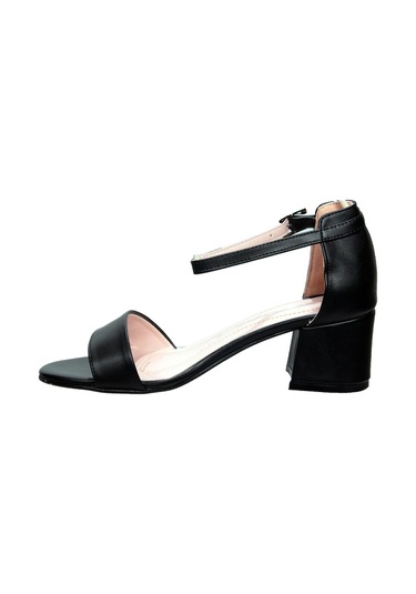 Zarif Siyah Tekbant Kalın Topuk Ayakkabı