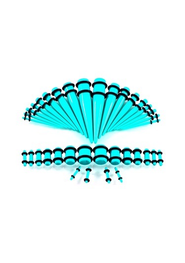 Sones 36 Adet Unisex Akrilik Kulak Genişletme Kulak Genişletici 14g-00g Aksesuar Seti Turkuaz