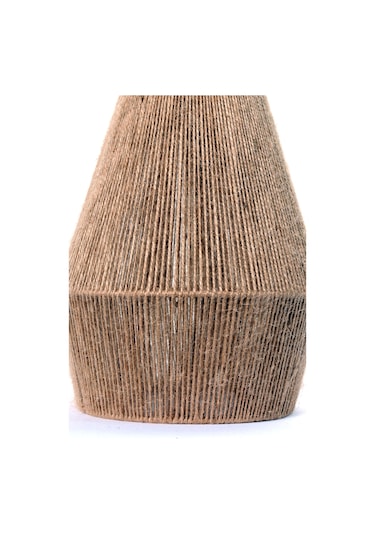 Buldan Bezi Başlıklı El Yapımı Kahve Jüt Abajur Kahverengi