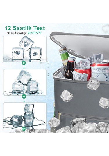 Haegs Termal Sırt Çantası Yalıtımlı Termos Soğutucu Çanta, Erkek Kadın Buzluk Çanta Soğutucu, Kamp Plaj Balıkçılık Öğle Yemeği Piknik Beslenme Yemek Taşıma Çantası Duman Gri