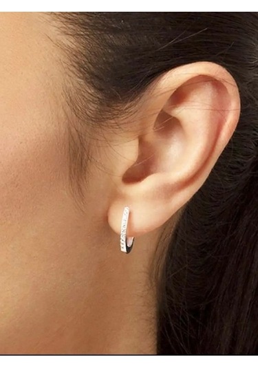 925 Ayar Gümüş Zirkon Taşlı & Tamtur Halka Küpe