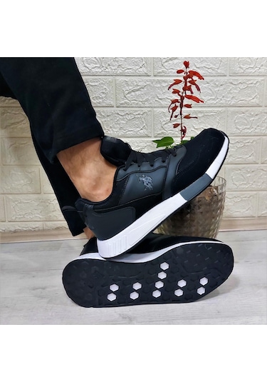 U.s.polo Janko Siyah Faylon Hafif Taban Erkek Spor Ayakkabı Siyah