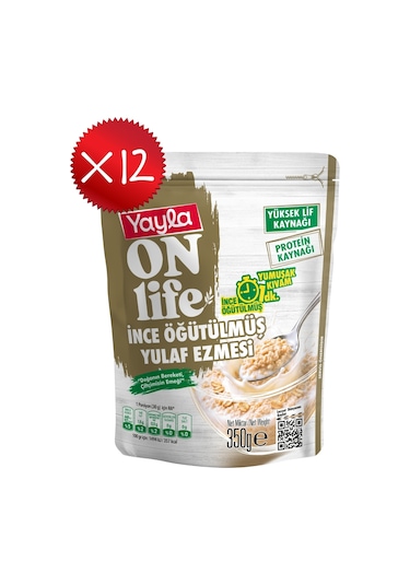 Yayla Onlife İnce Öğütülmüş Yulaf Ezmesi 350 G X12