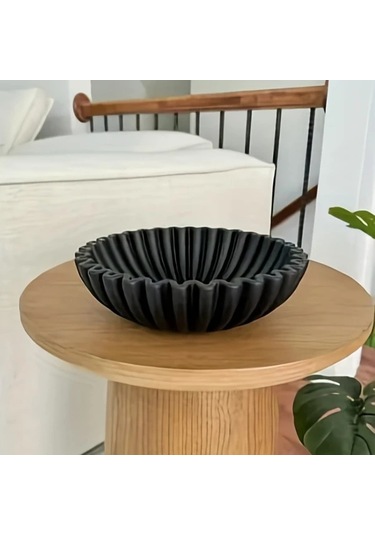 Maxaccess Büyük Dekoratif Beyaz Resin Fırfırlı Kase, 7.87x2.95 Inç, İç Ve Dış Mekan İçin Beyaz