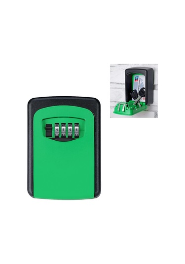 Sones Duvara Asılan Anahtar Saklama Kutusu Metal 4 Haneli Şifre Kilidi Yeşil