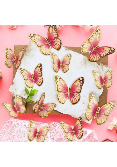 12 Adet 3d Kelebek Duvar Dekoru Lazer Kelebek Süslemeleri Doğum Günü Partisi Pasta Süslemeleri Bebek Duşu Çıkartmaları İçin Kelebek Duvar Dekoru Çıkartmaları Çok Renkli