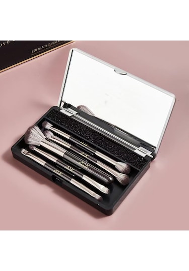 Aynalı, Burun Fırçası, Göz Farı Fırçası, Kapatıcı Fırçası, Allık Fırçası Ve Güzellik Aletlerinden Oluşan 5 Parçalı Makyaj Fırçası Seti