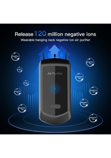 Novahub 120 Milyon Negatif İyon Hava Temizleyicisi Mini Asılı Boyun Temizleyici Beyaz Siyah, Beyaz-siyah Siyah